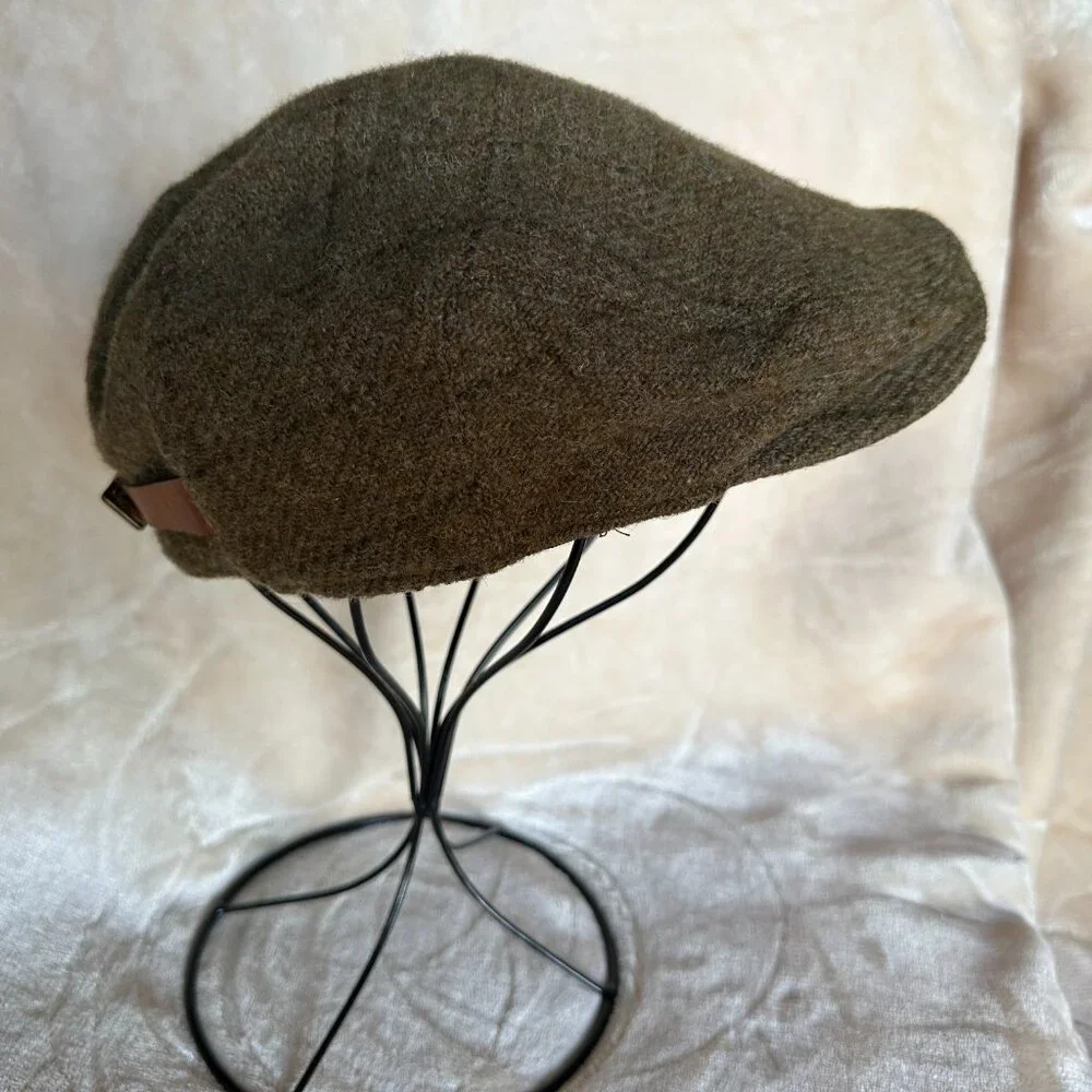 VTG Polo Ralph Lauren Green Brown Windowpane Gents Tweed Cabbie Newboy Hat S/M - Picture 8 of 14